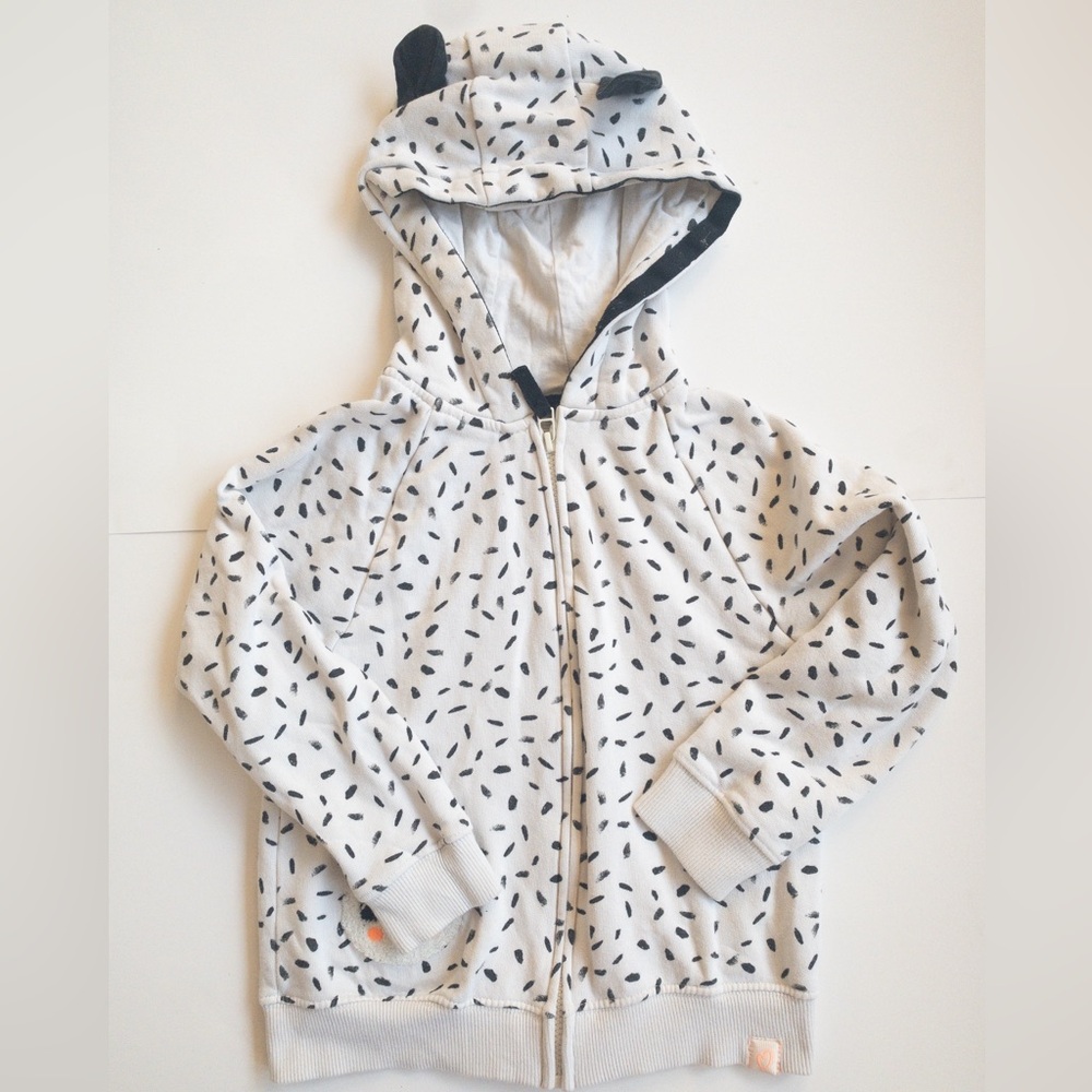NEXT size 6-7 White with black specks Panda sweater